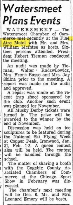 Pineaire Resort - 07 Nov 1973 Page 18 - Ironwood Daily Globe At Newspapers (newer photo)